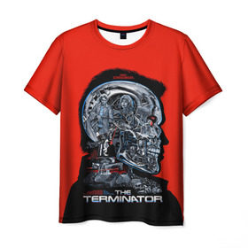 Мужская футболка 3D с принтом The Terminator в Новосибирске, 100% полиэфир | прямой крой, круглый вырез горловины, длина до линии бедер | arnold | connor | john | robot | schwarzenegger | skynet | t 800 | terminator | арнольд | джон | коннор | ликвидатор | небесная | робот | сеть | скайнет | терминатор | шварценеггер