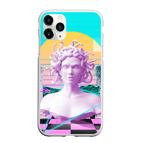 Чехол для iPhone 11 Pro матовый с принтом Медуза Горгона в Новосибирске, Силикон |  | vaporwave | медуза горгона | неон | пальмы | скульптура | существо