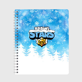 Тетрадь с принтом Новогодний Brawl Stars в Новосибирске, 100% бумага | 48 листов, плотность листов — 60 г/м2, плотность картонной обложки — 250 г/м2. Листы скреплены сбоку удобной пружинной спиралью. Уголки страниц и обложки скругленные. Цвет линий — светло-серый
 | Тематика изображения на принте: brawl | brawl stars | crow | leon | stars | бравл | бравл старс | браво старс | игра | компьютерная | кров | леон | новогодний | новый год | онлайн | с новым годом | старс