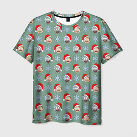 Мужская футболка 3D с принтом Рик и Морти в Новосибирске, 100% полиэфир | прямой крой, круглый вырез горловины, длина до линии бедер | dsgnkovaleva рик и морти | new year. | vdkovmar | дед мороз | джастин ройланд | дэн хармон | мистер мисикс | новый год | плюмбус. rickmorty | санта клаус | снежинки