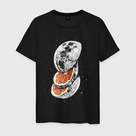 Мужская футболка хлопок с принтом Lunar Fruit #2 в Новосибирске, 100% хлопок | прямой крой, круглый вырез горловины, длина до линии бедер, слегка спущенное плечо. | Тематика изображения на принте: cosmos | lunar fruit | moon | space | star | звезды | космос | луна | фрукты