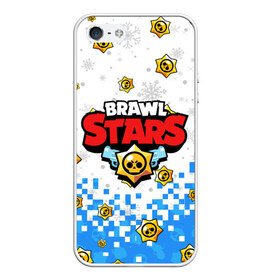 Чехол для iPhone 5/5S матовый с принтом НОВОГОДНИЙ BRAWL STARS в Новосибирске, Силикон | Область печати: задняя сторона чехла, без боковых панелей | 8 bit | 8 бит. | 8bit | brawl stars | brawl stars новогодний | colt | crow | leon | penny | poco | shelly | spike | wanted | брав | бравл старс | звезды | леон | новый год | старс