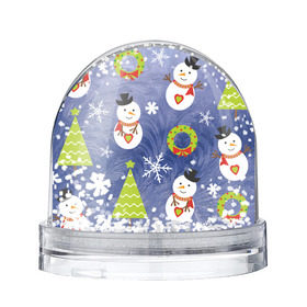 Снежный шар с принтом Снеговики и ёлочки в Новосибирске, Пластик | Изображение внутри шара печатается на глянцевой фотобумаге с двух сторон | 2020 | christmas | happy | merry | new year | в подарок | детский | елки | милый | новый год | поздравить | рождество | с новым годом | с рождеством | снеговик | снеговики | снежинки