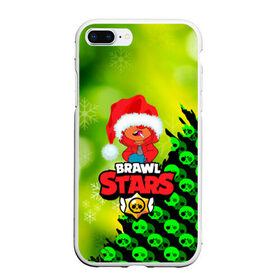 Чехол для iPhone 7Plus/8 Plus матовый с принтом BRAWL STARS LEON НОВОГОДНИЙ в Новосибирске, Силикон | Область печати: задняя сторона чехла, без боковых панелей | brawl stars | leon | moba | бравл старс | жанр | игра | леон | лого | логотип | надпись