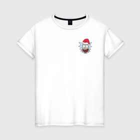 Женская футболка хлопок с принтом Rick  Santa в Новосибирске, 100% хлопок | прямой крой, круглый вырез горловины, длина до линии бедер, слегка спущенное плечо | rick and morty | мультсериал | новый год | рик и морти | рождество