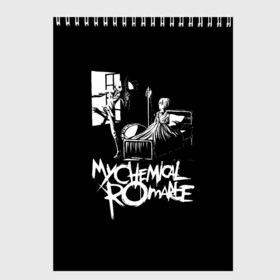 Скетчбук с принтом My Chemical Romance в Новосибирске, 100% бумага
 | 48 листов, плотность листов — 100 г/м2, плотность картонной обложки — 250 г/м2. Листы скреплены сверху удобной пружинной спиралью | Тематика изображения на принте: gerard way | mcr | my chemical romance | альтернативный | группа | джерард уэй | май кемикал романс | мкр | мой химический роман | мхр | мцр | панк | поп | поппанк | рок | рэй торо