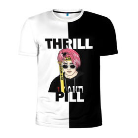 Мужская футболка 3D спортивная с принтом Thrill pill в Новосибирске, 100% полиэстер с улучшенными характеристиками | приталенный силуэт, круглая горловина, широкие плечи, сужается к линии бедра | pill | thrill | thrill pill | пилл | тимур самедов | трилл | трилл пилл