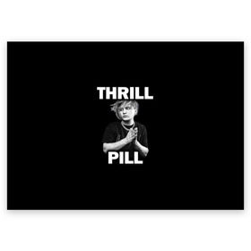 Поздравительная открытка с принтом Thrill pill в Новосибирске, 100% бумага | плотность бумаги 280 г/м2, матовая, на обратной стороне линовка и место для марки
 | Тематика изображения на принте: pill | thrill | thrill pill | пилл | тимур самедов | трилл | трилл пилл