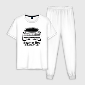 Мужская пижама хлопок с принтом Beamer boy в Новосибирске, 100% хлопок | брюки и футболка прямого кроя, без карманов, на брюках мягкая резинка на поясе и по низу штанин
 | beamer | beamer boy | bmw | lil | lil peep | peep | rap