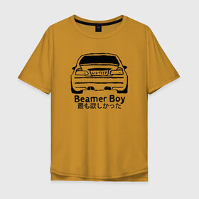 Мужская футболка хлопок Oversize с принтом Beamer boy в Новосибирске, 100% хлопок | свободный крой, круглый ворот, “спинка” длиннее передней части | Тематика изображения на принте: beamer | beamer boy | bmw | lil | lil peep | peep | rap