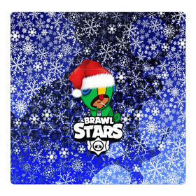 Магнитный плакат 3Х3 с принтом Brawl Stars(Новогодний LEON) в Новосибирске, Полимерный материал с магнитным слоем | 9 деталей размером 9*9 см | 2020 | android | background | brawl stars | crow | games | leon | mobile game | sn | stars | бравл старс | ворон | игры | леон | мобильные игры | синий | снег | снежинки | текстура | фон
