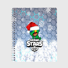 Тетрадь с принтом Brawl Stars(LEON) в Новосибирске, 100% бумага | 48 листов, плотность листов — 60 г/м2, плотность картонной обложки — 250 г/м2. Листы скреплены сбоку удобной пружинной спиралью. Уголки страниц и обложки скругленные. Цвет линий — светло-серый
 | 2020 | android | background | brawl stars | crow | games | leon | mobile game | sn | stars | бравл старс | ворон | игры | леон | мобильные игры | синий | снег | снежинки | текстура | фон