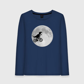 Женский лонгслив хлопок с принтом T-rex Riding a Bike в Новосибирске, 100% хлопок |  | moon | велосипед | дино | динозавр | кино | космос | луна | парк юрского периода | планета | тень | тирекс | фильм | юрский период