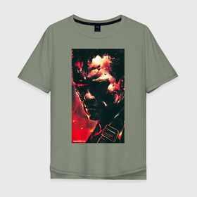 Мужская футболка хлопок Oversize с принтом Terminator в Новосибирске, 100% хлопок | свободный крой, круглый ворот, “спинка” длиннее передней части | arnold schwarzenegger | movie | terminator | железный арни | кино | терминатор