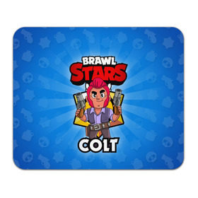 Коврик для мышки прямоугольный с принтом BRAWL STARS COLT в Новосибирске, натуральный каучук | размер 230 х 185 мм; запечатка лицевой стороны | brawl stars | brawl stars colt | brawler | colt | бравл старз | бравлер | кольт