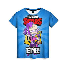 Женская футболка 3D с принтом BRAWL STARS EMZ в Новосибирске, 100% полиэфир ( синтетическое хлопкоподобное полотно) | прямой крой, круглый вырез горловины, длина до линии бедер | brawl stars | brawl stars emz | brawler | emz | бравл старз | бравлер | эмз