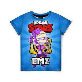 Детская футболка 3D с принтом BRAWL STARS EMZ в Новосибирске, 100% гипоаллергенный полиэфир | прямой крой, круглый вырез горловины, длина до линии бедер, чуть спущенное плечо, ткань немного тянется | brawl stars | brawl stars emz | brawler | emz | бравл старз | бравлер | эмз