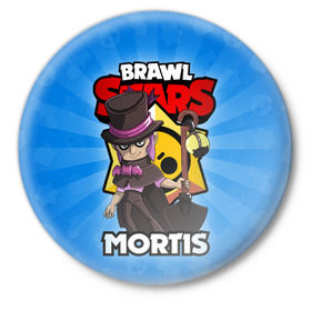 Значок с принтом BRAWL STARS MORTIS в Новосибирске,  металл | круглая форма, металлическая застежка в виде булавки | Тематика изображения на принте: brawl stars | brawl stars mortis | brawler | mortis | бравл старз | бравлер | мортис