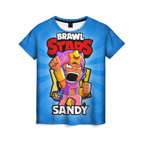 Женская футболка 3D с принтом BRAWL STARS SANDY в Новосибирске, 100% полиэфир ( синтетическое хлопкоподобное полотно) | прямой крой, круглый вырез горловины, длина до линии бедер | brawl stars | brawl stars sandy | brawler | sandy | бравл старз | бравлер | сэнди