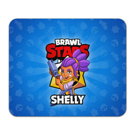 Коврик для мышки прямоугольный с принтом BRAWL STARS SHELLY в Новосибирске, натуральный каучук | размер 230 х 185 мм; запечатка лицевой стороны | Тематика изображения на принте: 