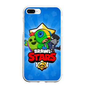 Чехол для iPhone 7Plus/8 Plus матовый с принтом BRAWL STARS в Новосибирске, Силикон | Область печати: задняя сторона чехла, без боковых панелей | brawl stars | brawler | crow | leon | spike | бравл старз | бравлер | ворон | леон | спайк