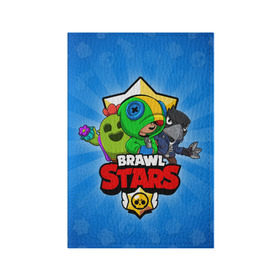 Обложка для паспорта матовая кожа с принтом BRAWL STARS в Новосибирске, натуральная матовая кожа | размер 19,3 х 13,7 см; прозрачные пластиковые крепления | brawl stars | brawler | crow | leon | spike | бравл старз | бравлер | ворон | леон | спайк