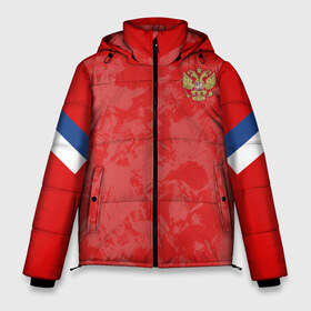 Мужская зимняя куртка 3D с принтом Russia home EURO 2020 в Новосибирске, верх — 100% полиэстер; подкладка — 100% полиэстер; утеплитель — 100% полиэстер | длина ниже бедра, свободный силуэт Оверсайз. Есть воротник-стойка, отстегивающийся капюшон и ветрозащитная планка. 

Боковые карманы с листочкой на кнопках и внутренний карман на молнии. | Тематика изображения на принте: championship | cup | dzyuba | russia | tdrfifa19 | world | артем | дзюба | европы | мира | мундиаль | россия | чемпионат