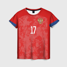 Женская футболка 3D с принтом Golovin home EURO 2020 в Новосибирске, 100% полиэфир ( синтетическое хлопкоподобное полотно) | прямой крой, круглый вырез горловины, длина до линии бедер | championship | cup | golovin | russia | tdrfifa19 | world | головин | европы | мира | мундиаль | россия | чемпионат