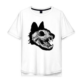 Мужская футболка хлопок Oversize с принтом Череп кота в Новосибирске, 100% хлопок | свободный крой, круглый ворот, “спинка” длиннее передней части | skull | skull cat | кот | котики | череп | череп кота | черепа | черепа животных | черепушки