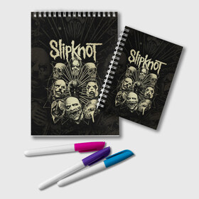 Блокнот с принтом Slipknot в Новосибирске, 100% бумага | 48 листов, плотность листов — 60 г/м2, плотность картонной обложки — 250 г/м2. Листы скреплены удобной пружинной спиралью. Цвет линий — светло-серый
 | slipknot | we are not your kind | альтернативный метал | грув метал | метал | музыка | ню метал | слипнот