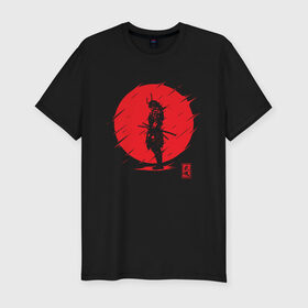 Мужская футболка премиум с принтом Самурайский Дух в Новосибирске, 92% хлопок, 8% лайкра | приталенный силуэт, круглый вырез ворота, длина до линии бедра, короткий рукав | samurai | samurai spirit | самурай | самурайский дух | япония