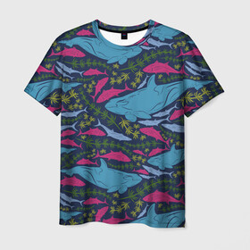 Мужская футболка 3D с принтом Касатки в Новосибирске, 100% полиэфир | прямой крой, круглый вырез горловины, длина до линии бедер | водоросли | касатки | киты | море | океан | под водой | рыбы