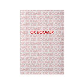 Обложка для паспорта матовая кожа с принтом OK BOOMER в Новосибирске, натуральная матовая кожа | размер 19,3 х 13,7 см; прозрачные пластиковые крепления | Тематика изображения на принте: ok boomer | зумеры | мемы | миллениалы | окей бумер