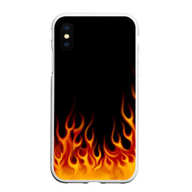Чехол для iPhone XS Max матовый с принтом Пламя Old School в Новосибирске, Силикон | Область печати: задняя сторона чехла, без боковых панелей | Тематика изображения на принте: burn | fire | костер | нарисованный | огня | огонь | олдскул | пламени | пламя | пожар | пылает | рисованный огонь | языки