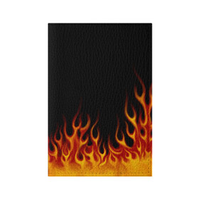 Обложка для паспорта матовая кожа с принтом Пламя Old School в Новосибирске, натуральная матовая кожа | размер 19,3 х 13,7 см; прозрачные пластиковые крепления | burn | fire | костер | нарисованный | огня | огонь | олдскул | пламени | пламя | пожар | пылает | рисованный огонь | языки