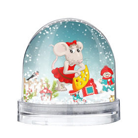 Снежный шар с принтом Милая мышка с сыром в Новосибирске, Пластик | Изображение внутри шара печатается на глянцевой фотобумаге с двух сторон | 2020 | mouse | rat | годкрысы | годмыши | зима | зимняя | крыса | мороз | мышка | мышь | новогодняя | новый год | новый год 2020 | рождество | симолгода | снег | холод
