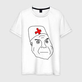 Мужская футболка хлопок с принтом Санитар в Новосибирске, 100% хлопок | прямой крой, круглый вырез горловины, длина до линии бедер, слегка спущенное плечо. | врач | постирония | санитар | шизофрения | шуе | шуе ппш