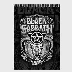 Скетчбук с принтом Black Sabbath в Новосибирске, 100% бумага
 | 48 листов, плотность листов — 100 г/м2, плотность картонной обложки — 250 г/м2. Листы скреплены сверху удобной пружинной спиралью | black sabbath | hard rock | heavy metal | блэк сабат | группы | метал | музыка | оззи осборн | рок | хард рок | хэви метал