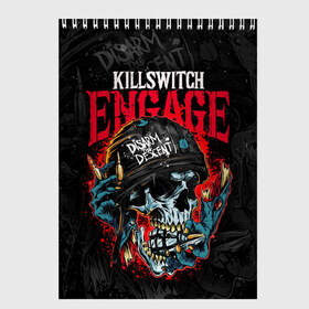 Скетчбук с принтом Killswitch Engage в Новосибирске, 100% бумага
 | 48 листов, плотность листов — 100 г/м2, плотность картонной обложки — 250 г/м2. Листы скреплены сверху удобной пружинной спиралью | Тематика изображения на принте: killswitch engage | kse | metal | группы | метал | музыка | рок