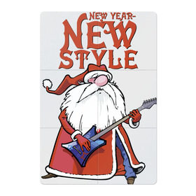 Магнитный плакат 2Х3 с принтом New Year - new style в Новосибирске, Полимерный материал с магнитным слоем | 6 деталей размером 9*9 см | beard | boots | cap | fur coat | guitar | moustache | music | new year | nose | santa claus | style | башмаки | борода | гитара | дед мороз | джинсы | музыка | новый год | нос | солист | стиль | усы | шапка | шуба