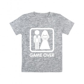 Детская футболка хлопок с принтом Game over в Новосибирске, 100% хлопок | круглый вырез горловины, полуприлегающий силуэт, длина до линии бедер | Тематика изображения на принте: девушка | жена | жених | игра | муж | невеста | парень | подарок
