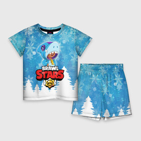 Детский костюм с шортами 3D с принтом Зимний Brawl Stars Leon Shark в Новосибирске,  |  | Тематика изображения на принте: 2020 | brawl | brawl stars | christmas | leon | new year | stars | бравл старс | брол старс | зима | игра | леон | новогодний | новый год | рождество | снег | снежинки