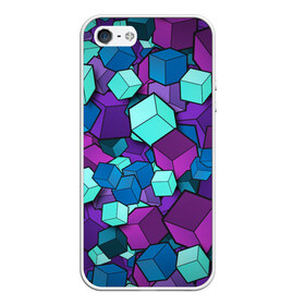 Чехол для iPhone 5/5S матовый с принтом Кубы в Новосибирске, Силикон | Область печати: задняя сторона чехла, без боковых панелей | абстрактно | абстрактные | абстрактный | абстрактным | абстракция | кубики | кубические | кубический | кубическое | кубы | неон | неонка | неоновые | разноцветные | светящиеся | цветное | цветные