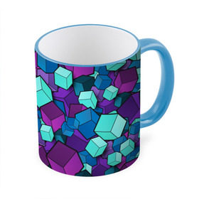 Кружка с принтом Кубы в Новосибирске, керамика | ёмкость 330 мл | абстрактно | абстрактные | абстрактный | абстрактным | абстракция | кубики | кубические | кубический | кубическое | кубы | неон | неонка | неоновые | разноцветные | светящиеся | цветное | цветные