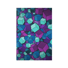 Обложка для паспорта матовая кожа с принтом Кубы в Новосибирске, натуральная матовая кожа | размер 19,3 х 13,7 см; прозрачные пластиковые крепления | абстрактно | абстрактные | абстрактный | абстрактным | абстракция | кубики | кубические | кубический | кубическое | кубы | неон | неонка | неоновые | разноцветные | светящиеся | цветное | цветные