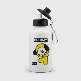 Бутылка спортивная с принтом CHIMMY BT21 в Новосибирске, металл | емкость — 500 мл, в комплекте две пластиковые крышки и карабин для крепления | bt21 | bts | chimmy | cooky | koya | love yourself. | mang | rj | shooky | tata | бт21 | бтс