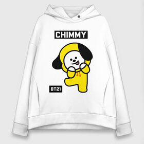 Женское худи Oversize хлопок с принтом CHIMMY BT21 в Новосибирске, френч-терри — 70% хлопок, 30% полиэстер. Мягкий теплый начес внутри —100% хлопок | боковые карманы, эластичные манжеты и нижняя кромка, капюшон на магнитной кнопке | bt21 | bts | chimmy | cooky | koya | love yourself. | mang | rj | shooky | tata | бт21 | бтс