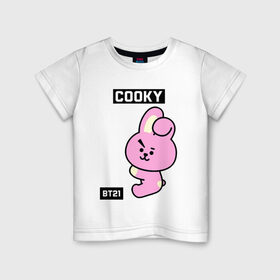 Детская футболка хлопок с принтом COOKY BT21 в Новосибирске, 100% хлопок | круглый вырез горловины, полуприлегающий силуэт, длина до линии бедер | bt21 | bts | chimmy | cooky | koya | love yourself. | mang | rj | shooky | tata | бт21 | бтс