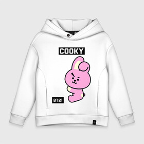 Детское худи Oversize хлопок с принтом COOKY BT21 в Новосибирске, френч-терри — 70% хлопок, 30% полиэстер. Мягкий теплый начес внутри —100% хлопок | боковые карманы, эластичные манжеты и нижняя кромка, капюшон на магнитной кнопке | Тематика изображения на принте: bt21 | bts | chimmy | cooky | koya | love yourself. | mang | rj | shooky | tata | бт21 | бтс