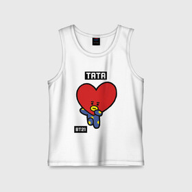 Детская майка хлопок с принтом TATA BT21 в Новосибирске,  |  | bt21 | bts | chimmy | cooky | koya | love yourself. | mang | rj | shooky | tata | бт21 | бтс